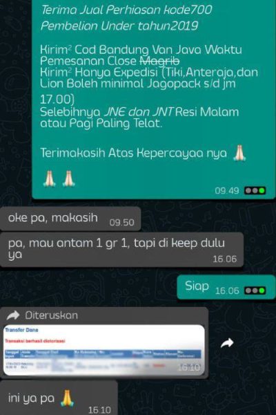 Testimoni konsumen Jual Beli Emas Cirebon